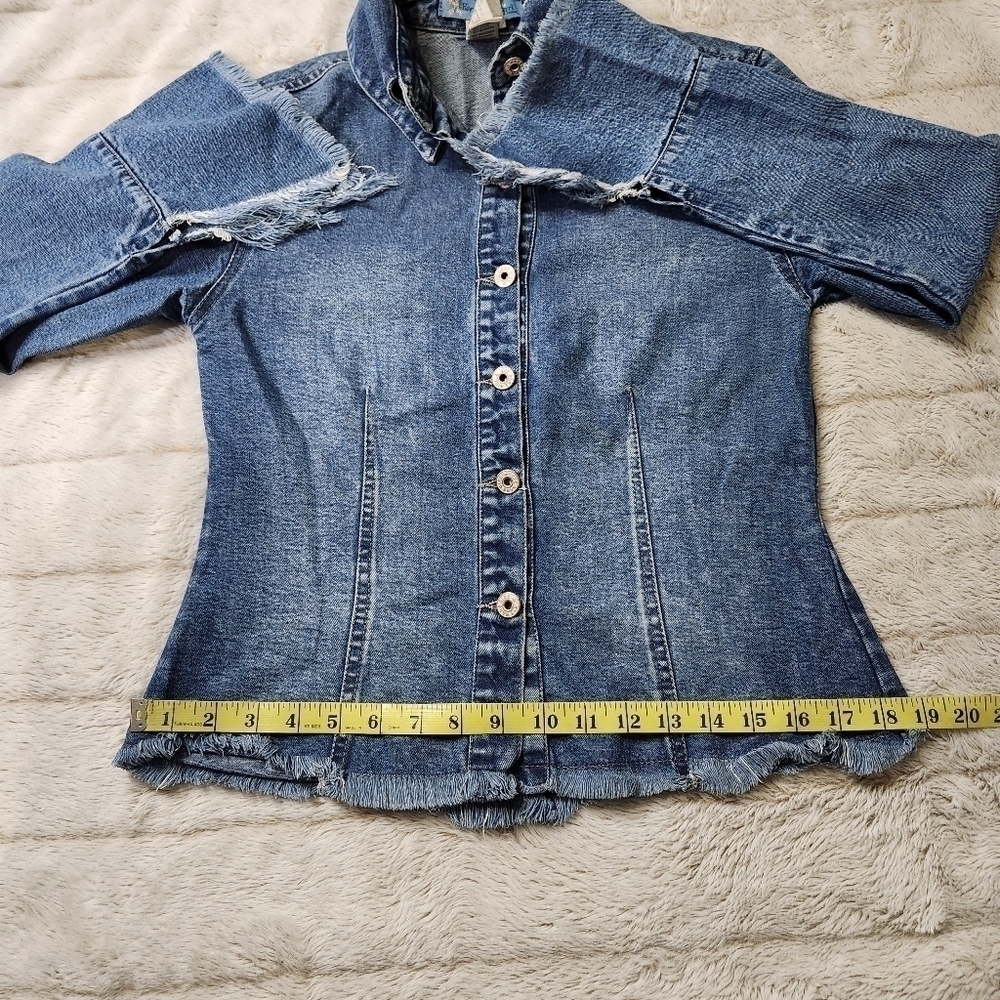 Shirt Jacket Denim Blue Vintage Collared fitted EVE BARE GI… - Picture 12 of 16